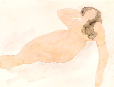 Naked woman posing sensually, vintage erotic art. Study of a Nude (lying on side) by Auguste Rodin. Original from The Yale University Art Gallery. Digitally enhanced by rawpixel.