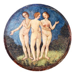 Naked lady vintage art, The Three Graces (ca. 1509) by Pinturicchio. Original from The MET Museum. Digitally enhanced by rawpixel.. Free illustration for personal and commercial use.