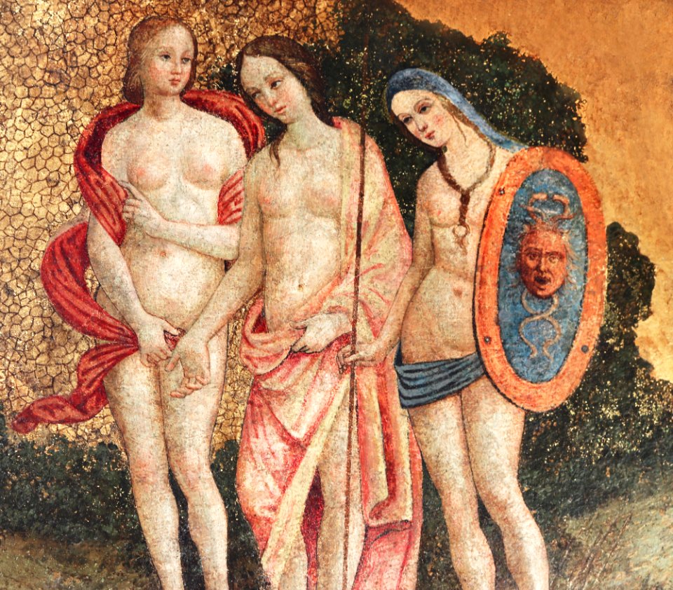 Naked lady vintage art, Judgment of Paris (ca. 1509) by Pinturicchio. Original from The MET Museum. Digitally enhanced by rawpixel.