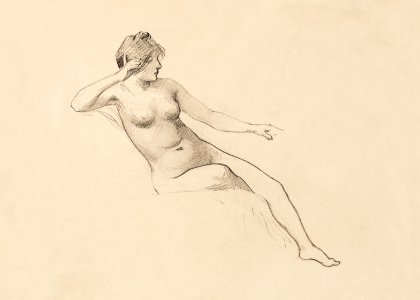 Naked woman showing her breasts, vintage erotic art. Seated Female Nude (1890) by James Wells Champney. Original from The Smithsonian. Digitally enhanced by rawpixel.. Free illustration for personal and commercial use.