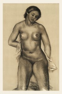 Naked woman showing her breasts, vintage nude illustration. Standing Female Nude (18xx) by Aristide Maillol. Original from The Rijksmuseum. Digitally enhanced by rawpixel.. Free illustration for personal and commercial use.