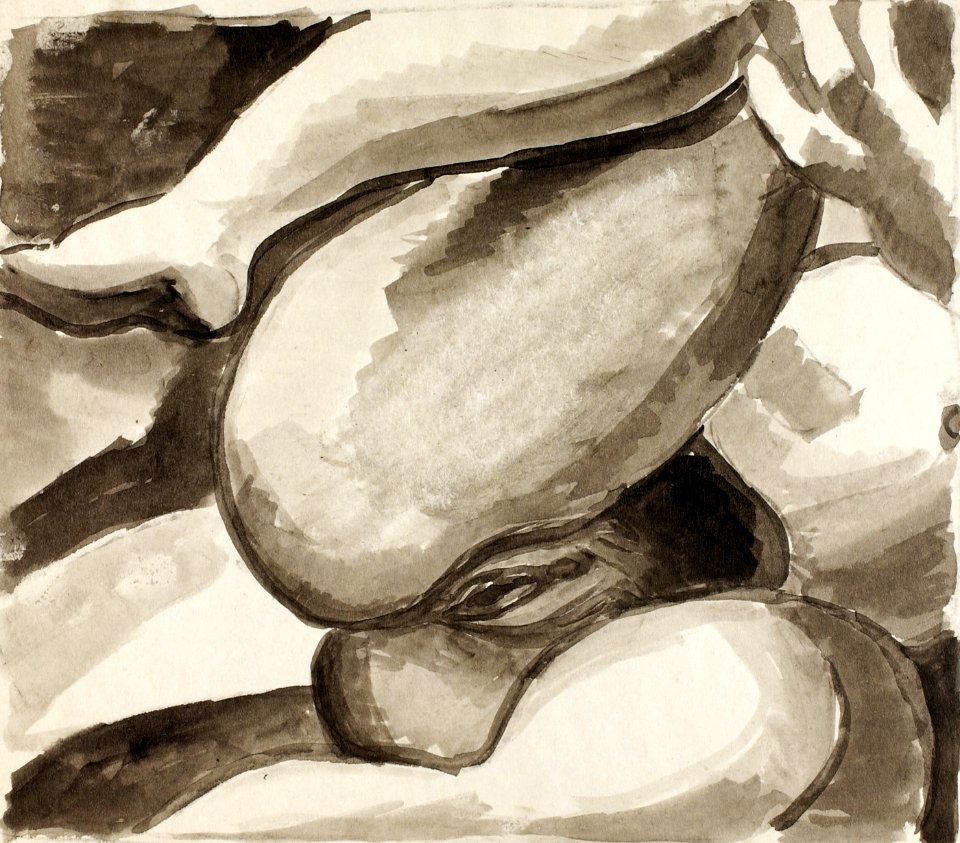 Naked woman showing her vagina. Female Nude by Carl Newman. Original from The Smithsonian. Digitally enhanced by rawpixel.