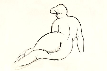 Woman showing off naked bum, vintage nude illustration. Reclining Nude, Back View by Carl Newman. Original from The Smithsonian. Digitally enhanced by rawpixel.. Free illustration for personal and commercial use.