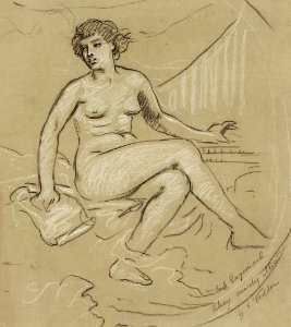 Sensual nude portrait: Think Congressional Library anarchy altered (1895) by Elihu Vedder. Original from Library of Congress. Digitally enhanced by rawpixel.. Free illustration for personal and commercial use.