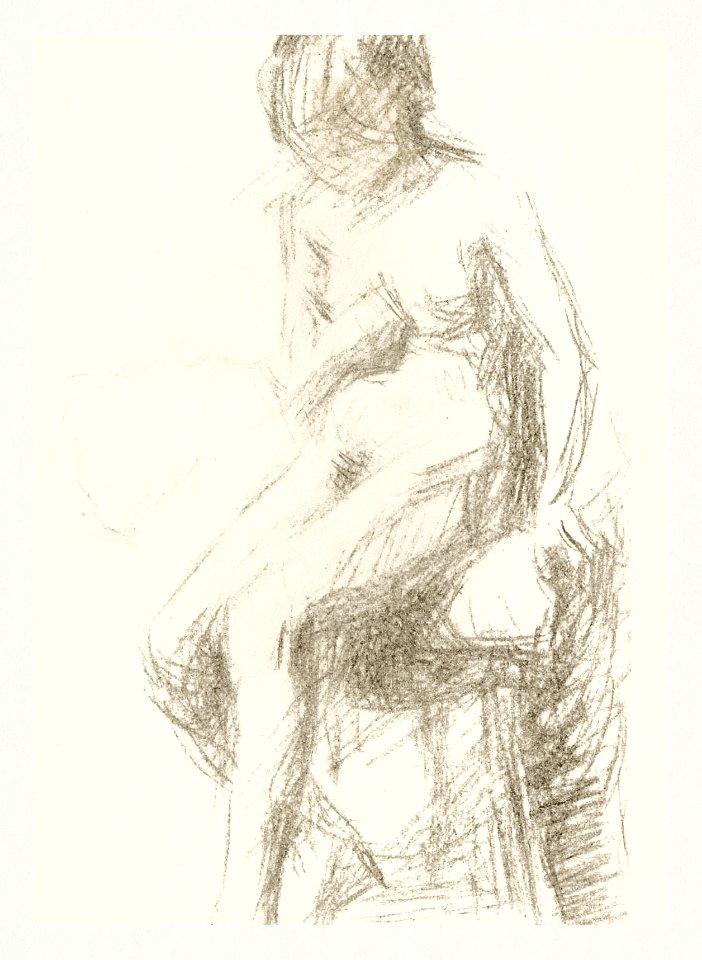 Vintage erotic nude art of a naked woman. Zittende naakte vrouw op een kruk (1906–1945) by Reijer Stolk. Original from The Rijksmuseum. Digitally enhanced by rawpixel.
