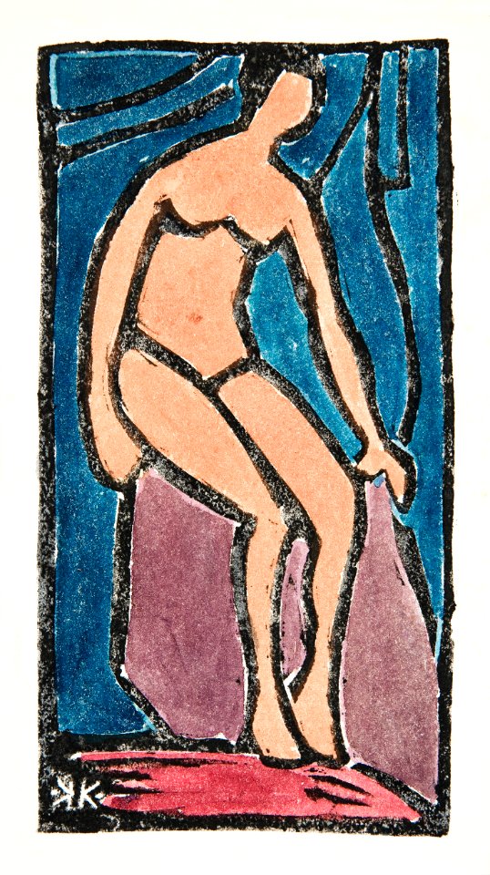 Naked woman posing sensually, vintage erotic art. Seated nude (1918) by Kathe Kohlsaat. Original from Yale University Art Gallery. Digitally enhanced by rawpixel.