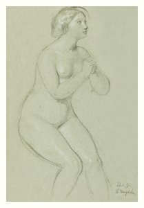 Female Nude Study for "A Magdalen" (1852) by Daniel Huntington. Original from The Smithsonian. Digitally enhanced by rawpixel.. Free illustration for personal and commercial use.