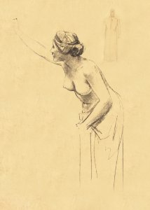 Naked woman posing sexually, vintage nude illustration. Study of Nude Figure (1900) by Louis Schaettle. Original from The Smithsonian. Digitally enhanced by rawpixel.. Free illustration for personal and commercial use.