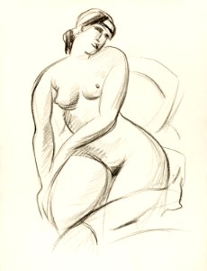 Vintage erotic nude art of a naked woman. Seated Female Nude by Carl Newman. Original from The Smithsonian. Digitally enhanced by rawpixel.. Free illustration for personal and commercial use.