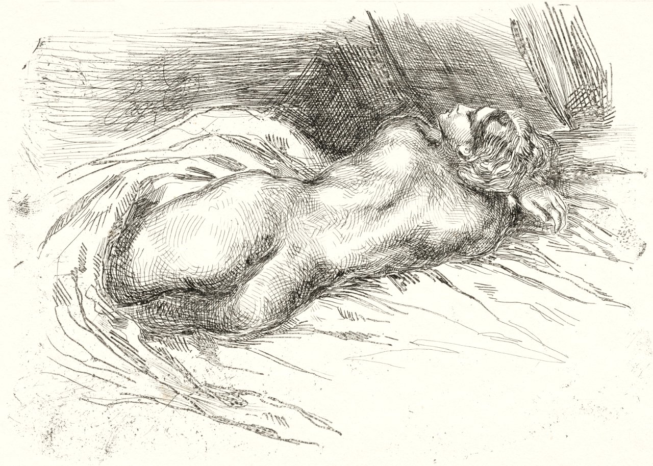 Vintage erotic nude art of a naked woman. Study of a Woman Viewed from  Behind (1833) by Eugène Delacroix. Original from The MET museum. Digitally  enhanced by rawpixel. - Traditional visual art