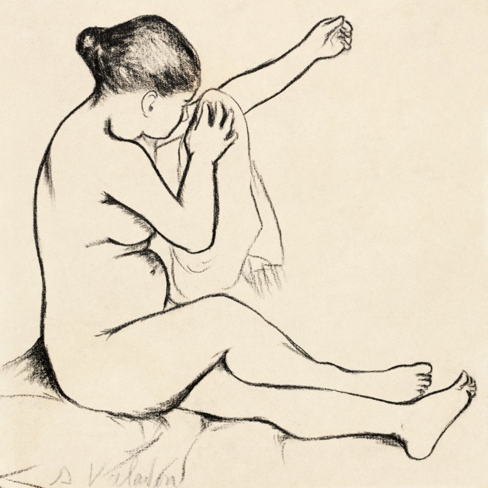 Vintage erotic nude art of a naked woman. Seated Female Nude (1900) by Suzanne Valadon. Original from The Cleveland Museum of Art. Digitally enhanced by rawpixel.. Free illustration for personal and commercial use.