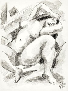 Naked woman spreading her legs. Female Nude by Carl Newman.Original from The Smithsonian. Digitally enhanced by rawpixel.. Free illustration for personal and commercial use.