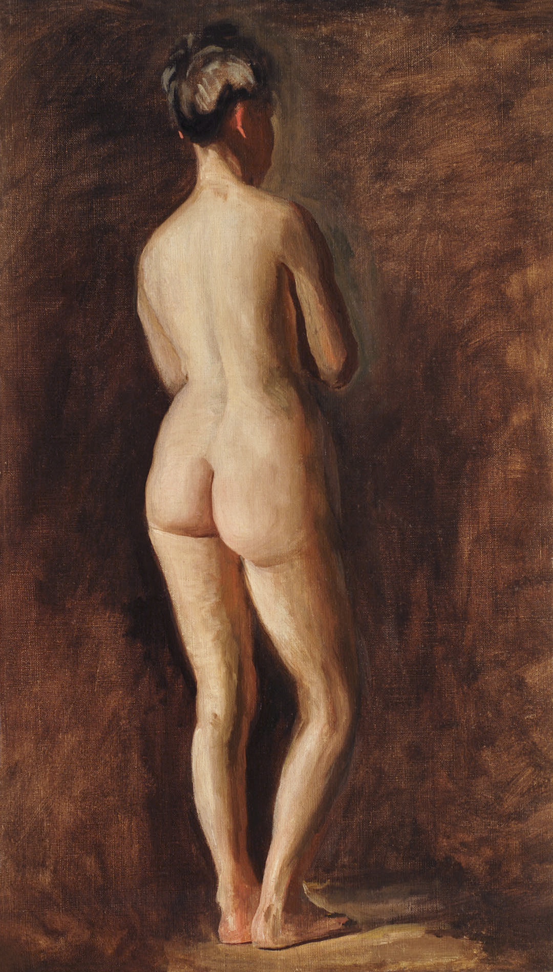 Woman showing her nude bum. Standing Female Nude (back view) (1908) by  Thomas Eakins. Original from The Smithsonian. Digitally enhanced by  rawpixel. - Traditional visual art under Public domain license