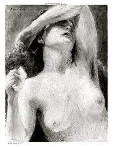 Naked woman showing her breasts, vintage erotic art. Nude study (1900-1920) by Gari Melchers. Original from The Library of Congress. Digitally enhanced by rawpixel.. Free illustration for personal and commercial use.