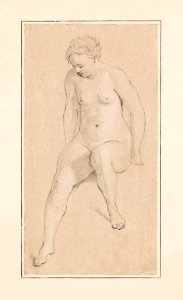 Naked woman posing sexually, vintage nude illustration. Seated Female Nude (1787–1808) by Jan Brandes. Original from The Rijksmuseum. Digitally enhanced by rawpixel.