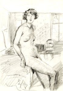 Vintage erotic nude art of a naked woman. Zittend vrouwelijk naakt in een interieur (1915–1934) by Isaac Israels. Original from The Rijksmuseum. Digitally enhanced by rawpixel.. Free illustration for personal and commercial use.