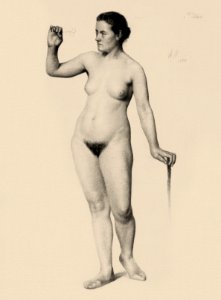 Naked woman. Female Nude Holding a Clove (1888) by Edwin Wallace Fillmore. Original from The Yale University Art Gallery. Digitally enhanced by rawpixel.
