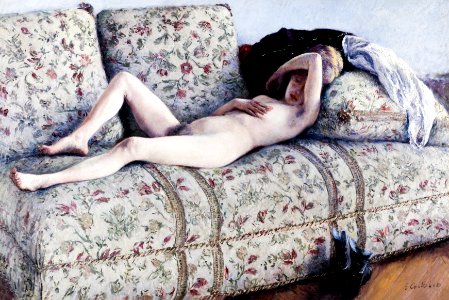 Nude on a Couch (ca. 1880) painting in high resolution by Gustave Caillebotte. Original from The Minneapolis Institute of Art Digitally enhanced by rawpixel.. Free illustration for personal and commercial use.