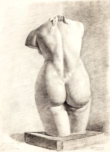 Nude Sketch. Gips van antiek beeld van vrouwelijk torso (1827) by Johannes Tavenraat. Original from The Rijksmuseum. Digitally enhanced by rawpixel.