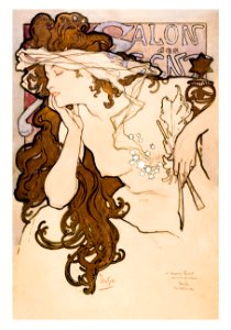 Salon des Cent poster (1896) by Alphonse Maria Mucha. Original from The Public Institution Paris Musées. Digitally enhanced by rawpixel.. Free illustration for personal and commercial use.