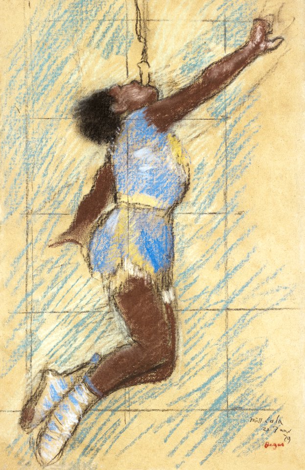 Miss Lala at the Fernando Circus (1879) drawing in high resolution by Edgar Degas. Original from The Getty. Digitally enhanced by rawpixel.