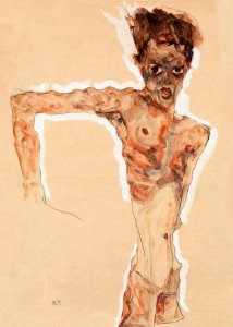 Naked man. Self-Portrait (1911) by Egon Schiele. Original male painting from The MET museum. Digitally enhanced by rawpixel.. Free illustration for personal and commercial use.