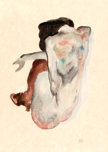 Naked lady. Crouching Nude in Shoes and Black Stockings, Back View (1912) by Egon Schiele. Original female painting from The MET museum. Digitally enhanced by rawpixel.. Free illustration for personal and commercial use.