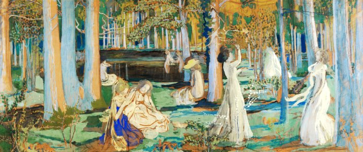 The Sacred Wood (Le Bois Sacré) (1900) painting in high resolution by Maurice Denis. Original from The Public Institution Paris Musées. Digitally enhanced by rawpixel.. Free illustration for personal and commercial use.