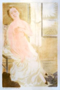 But it's the heart that beats too fast (Mais c'est le coeur qui bat trop vite) (ca.1897–1899) print in high resolution by Maurice Denis. Original from The Public Institution Paris Musées. Digitally enhanced by rawpixel.
