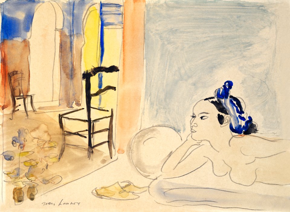 Reclining Nude by Jean Launois. Original from Yale University Art Gallery. Digitally enhanced by rawpixel.
