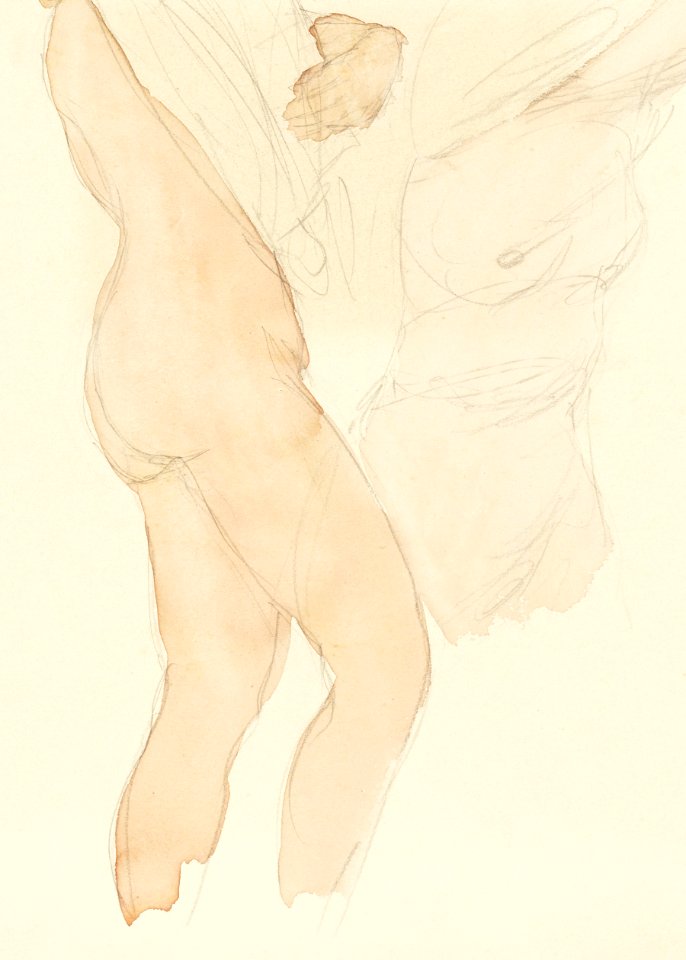 Naked bodies, vintage nude illustration. Studieblad met twee vrouwen die hun hemd uittrekken (1850–1917) by Auguste Rodin. Original from The Rijksmuseum. Digitally enhanced by rawpixel.