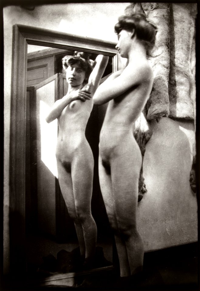 Standing Nude. Vrouwelijk naakt voor spiegel (ca. 1890–1910) by George Hendrik Breitner. Original from The Rijksmuseum. Digitally enhanced by rawpixel.