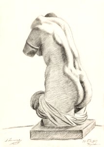 Nude Sketch. Gips van antiek beeld van vrouwelijk torso (1827) by Johannes Tavenraat. Original from The Rijksmuseum. Digitally enhanced by rawpixel.