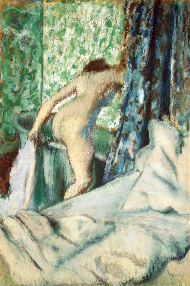Nude lady. The Morning Bath​ (ca. 1887–1890) painting in high resolution by Edgar Degas. Original from The Art Institute of Chicago. Digitally enhanced by rawpixel.