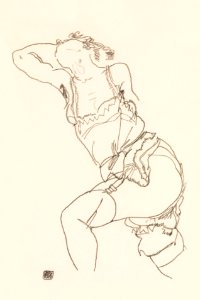 Vulgar lady in lingerie. Reclining Model in Chemise and Stockings (1917) by Egon Schiele. Original female line art drawing from The MET museum. Digitally enhanced by rawpixel.. Free illustration for personal and commercial use.