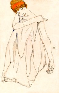 Dancer (1913) by Egon Schiele. Original female line art drawing from The MET museum. Digitally enhanced by rawpixel.. Free illustration for personal and commercial use.