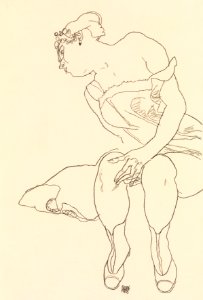 Naked lady. Seated Woman in Corset and Boots (1918) by Egon Schiele. Original female line art drawing from The MET museum. Digitally enhanced by rawpixel.. Free illustration for personal and commercial use.