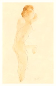 Naked woman posing, vintage nude illustration. Nude Standing, Side and Back by Auguste Rodin. Original from Yale University Art Gallery. Digitally enhanced by rawpixel.. Free illustration for personal and commercial use.