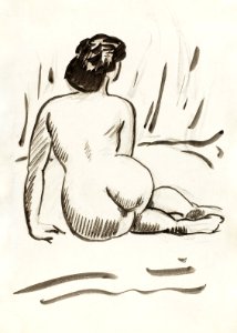 Naked woman showing her bottom. Seated Nude by Carl Newman. Original from The Smithsonian. Digitally enhanced by rawpixel.. Free illustration for personal and commercial use.