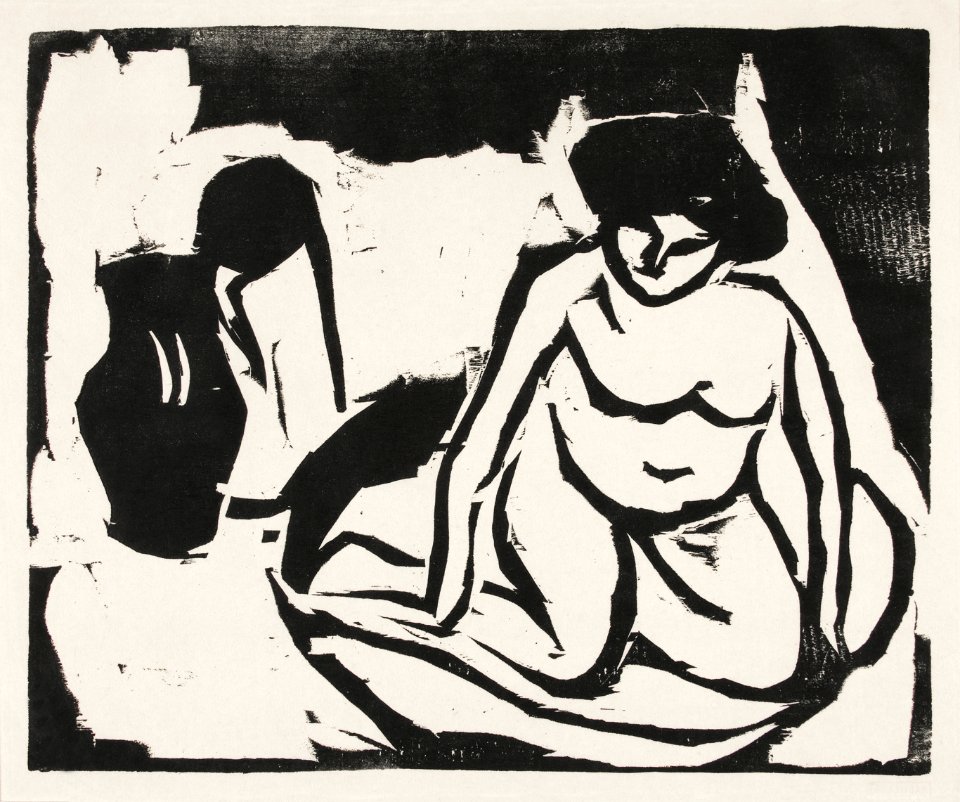 Nude Girl in the Bath (1909) by Ernst Ludwig Kirchner. Original from Yale University Art Gallery. Digitally enhanced by rawpixel.