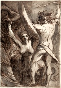 Satan, Sin, and Death: "Death and Sin met by Satan on his Return from Earth" (1792–1795) by James Barry. Original from The MET Museum. Digitally enhanced by rawpixel.. Free illustration for personal and commercial use.