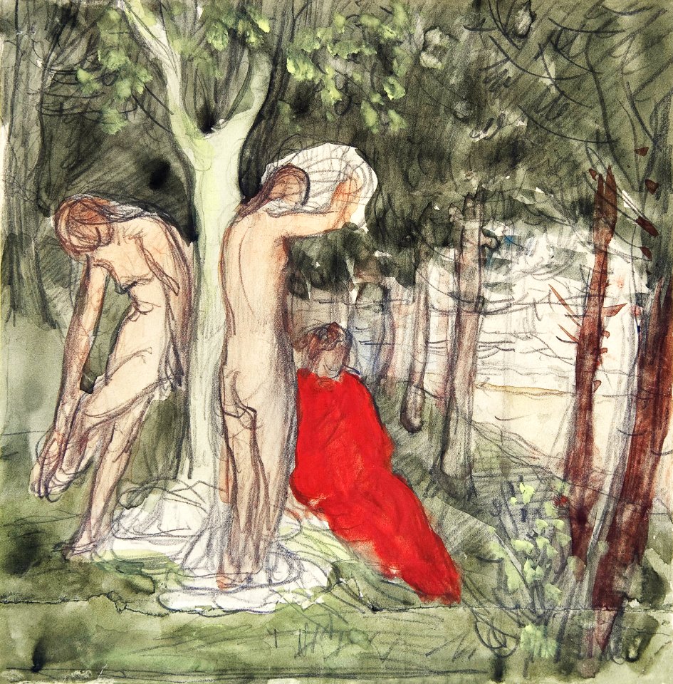 Bathers by Pierre Puvis de Chavannes. Original from The MET museum. Digitally enhanced by rawpixel.