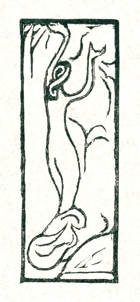 A naked woman illustration for a poetry collection by Paul Verlaine (Illustratie met naakte vrouw bij gedicht in dichtbundel Sagesse van Paul Verlaine) (1895) print in high resolution by Maurice Denis. Original from The Rijksmuseum. Digitally enhanced by rawpixel.