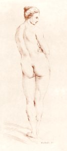 Vintage erotic nude art of a naked woman. Standing Female Nude by Gilles-Antoine Demarteau. Original from The MET museum. Digitally enhanced by rawpixel.. Free illustration for personal and commercial use.