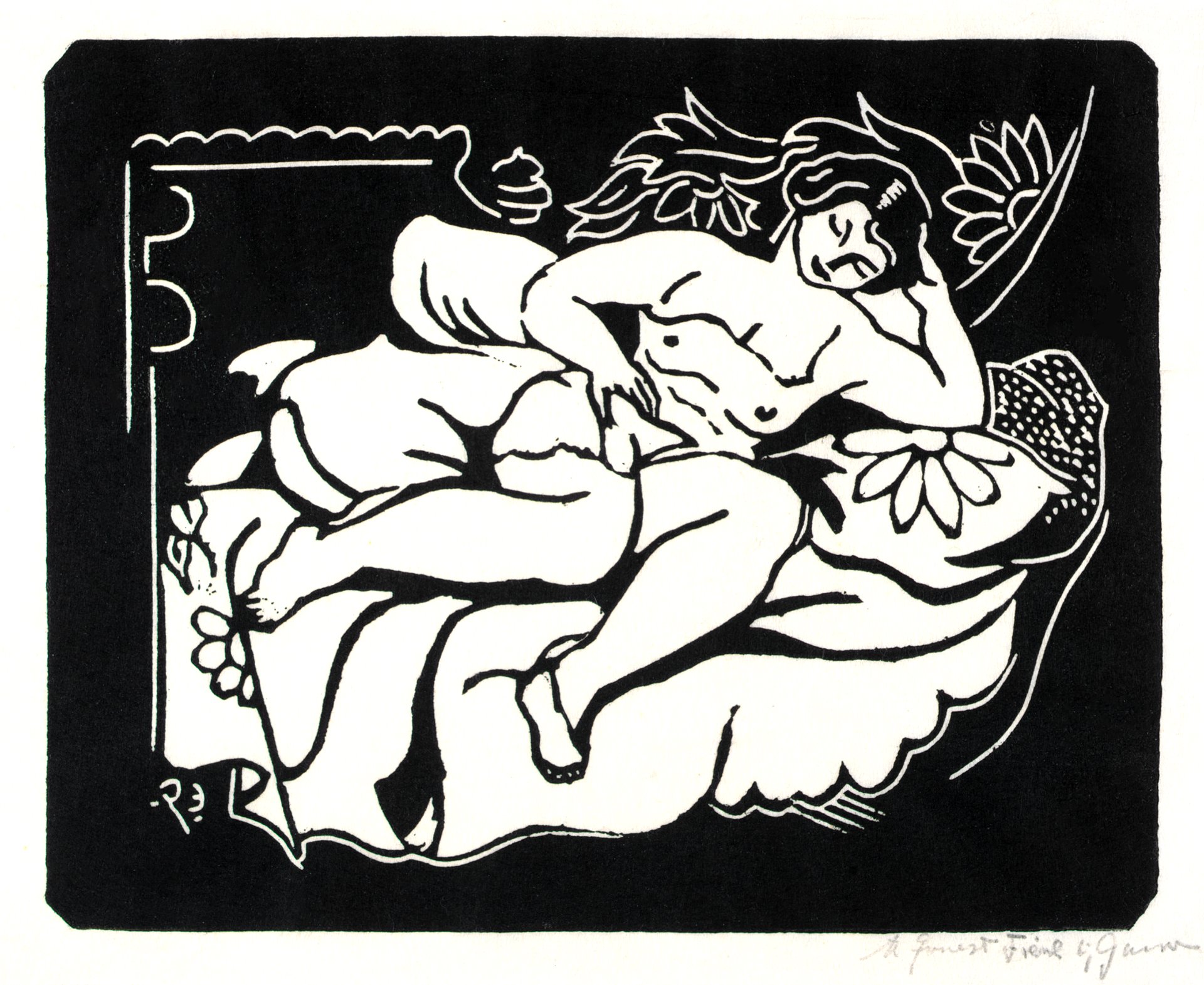 Vintage erotic nude art of a naked woman. Nude on Sofa (1920–1930) by Emil  Ganso. Original from The Smithsonian. Digitally enhanced by rawpixel. -  Traditional visual art under Public domain license