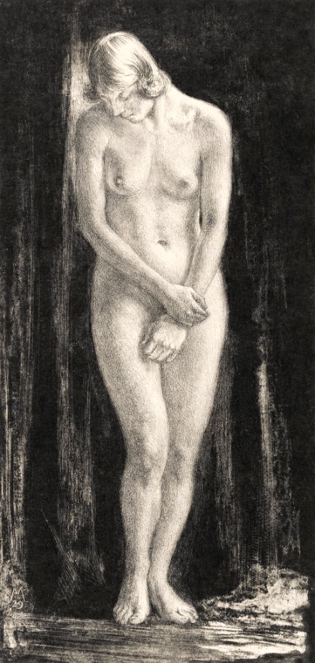 Staande naakte vrouw (1929) by Simon Moulijn. Original from The Rijksmuseum. Digitally enhanced by rawpixel.