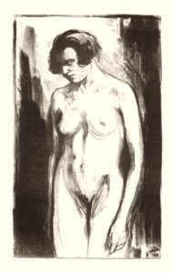 Naked woman showing her breasts, vintage nude illustration. Studie van een staande naakte vrouw (1924) by Simon Moulijn. Original from The Rijksmuseum. Digitally enhanced by rawpixel.. Free illustration for personal and commercial use.