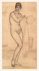 Vintage erotic nude art of a naked woman. Venus (Standing Nude) (1869) by James McNeill Whistler. Original from The Smithsonian. Digitally enhanced by rawpixel.. Free illustration for personal and commercial use.
