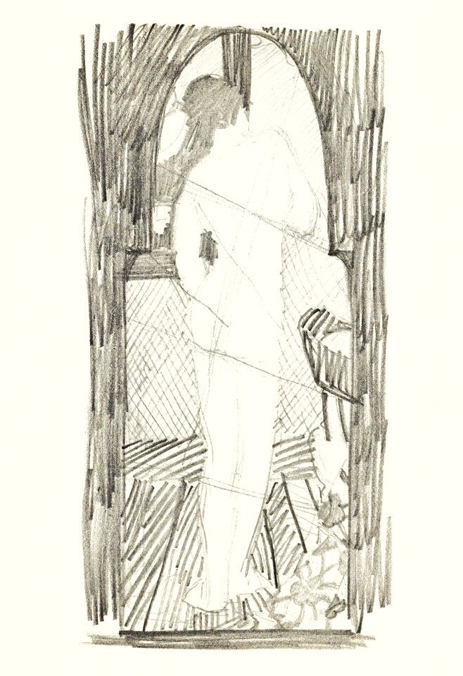 Achterzijde van een staande naakte vrouw (1906–1945) by Reijer Stolk. Original from The Rijksmuseum. Digitally enhanced by rawpixel.