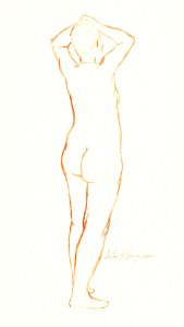 Naked woman showing bottom in sensual position, vintage nude illustration. Nude by Solon H. Borglum. Original from The Smithsonian. Digitally enhanced by rawpixel.